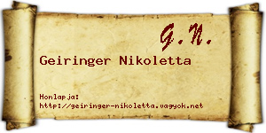 Geiringer Nikoletta névjegykártya